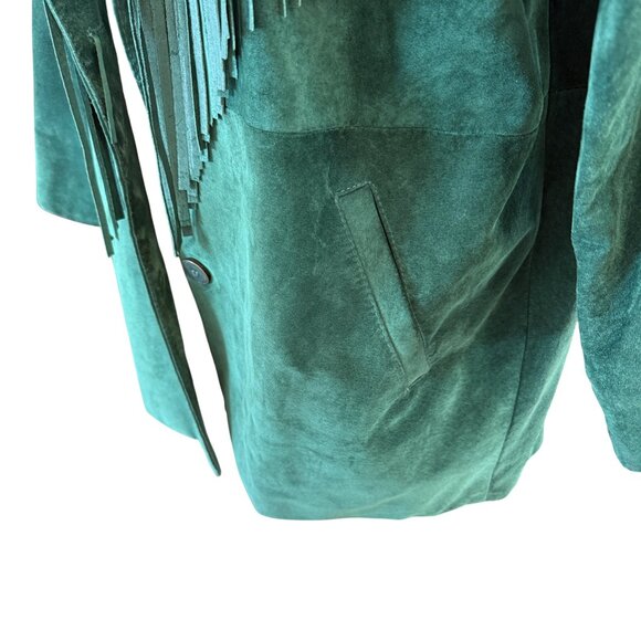 Green Suede Fringe Leather Jacket - Picture 5 of 10